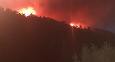 MARMARİS’TE ALEVLERLE MÜCADELE 8 SAATTİR DEVAM EDİYOR