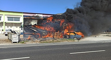 MUĞLA'DAKİ YANGINDA TIR VE OTOMOBİL HURDA YIĞININA DÖNDÜ