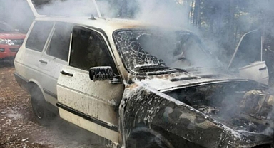 ARAÇTAKİ YANGIN ORMANA SIÇRAMADAN SÖNDÜRÜLDÜ