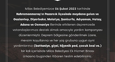 MİLAS BELEDİYESİ DEPREMZEDELERİN YANINDA