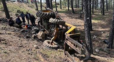 ORMAN KESİM İŞÇİSİ DEVRİLEN TRAKTÖRÜN ALTINDA KALDI