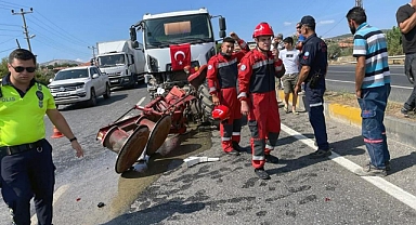YATAĞAN'DA BETON MİKSERİ İLE TRAKTÖR ÇARPIŞTI 1 YARALI