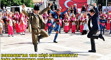 BODRUM’DA 100 KİŞİ CUMHURİYET İÇİN ÇÖKERTME OYNADI