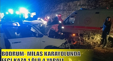 BODRUM- MİLAS KARAYOLUNDA FECİ KAZA 1 ÖLÜ 4 YARALI