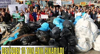 DENİZDEN 15 TON ATIK ÇIKARILDI