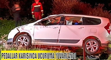 PEDALLAR KARIŞINCA UÇURUMA YUVARLANDI