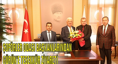 ŞOFÖRLER ODASI BAŞKANLARINDAN GÜRÜN’E TEŞEKKÜR ZİYARETİ