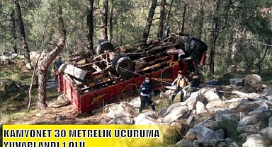 KAMYONET 30 METRELİK UÇURUMA YUVARLANDI 1 ÖLÜ