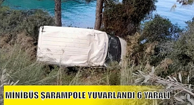 MİNİBÜS ŞARAMPOLE YUVARLANDI 6 YARALI