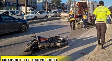 MOTOSİKLETLİYE ÇARPIP KAÇTI