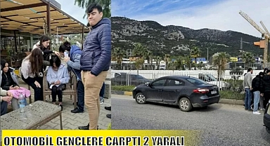 OTOMOBİL GENÇLERE ÇARPTI 2 YARALI