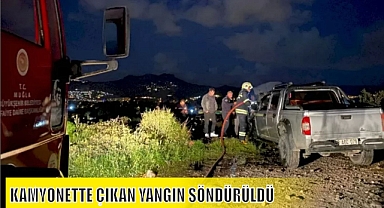 KAMYONETTE ÇIKAN YANGIN SÖNDÜRÜLDÜ