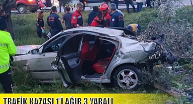 TRAFİK KAZASI 1'İ AĞIR 3 YARALI
