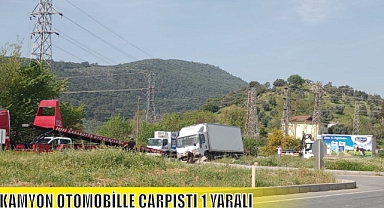 KAMYON OTOMOBİLLE ÇARPIŞTI 1 YARALI