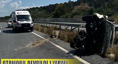 OTOMOBİL DEVRİLDİ 1 YARALI