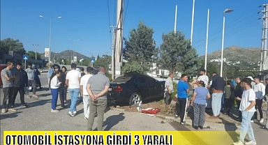OTOMOBİL İSTASYONA GİRDİ 3 YARALI
