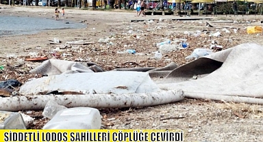 ŞİDDETLİ LODOS SAHİLLERİ ÇÖPLÜĞE ÇEVİRDİ