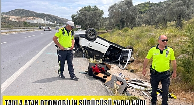 TAKLA ATAN OTOMOBİLİN SÜRÜCÜSÜ YARALANDI