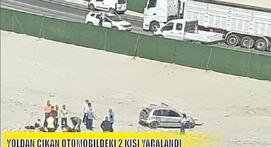 YOLDAN ÇIKAN OTOMOBİLDEKİ 2 KİŞİ YARALANDI