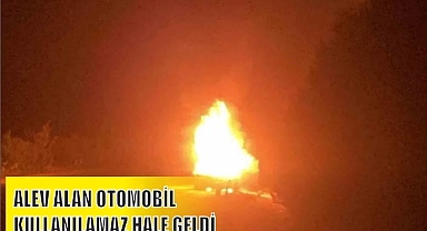 ALEV ALAN OTOMOBİL KULLANILAMAZ HALE GELDİ