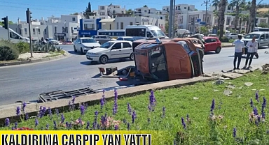 KALDIRIMA ÇARPIP YAN YATTI