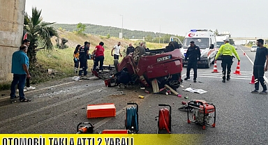 OTOMOBİL TAKLA ATTI 2 YARALI