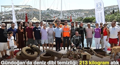 Gündoğan'da deniz dibi temizliği: 213 kilogram atık 