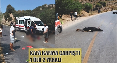 KAFA KAFAYA ÇARPIŞTI: 1 ÖLÜ 2 YARALI