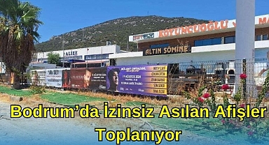 Bodrum'da İzinsiz Asılan Afişler Toplanıyor