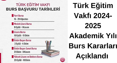TÜRK EĞİTİM VAKFI (TEV) 2024-2025 AKADEMİK YILI BURS KARARLARI AÇIKLANDI