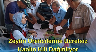 ZEYTİN ÜRETİCİLERİNE ÜCRETSİZ KAOLİN KİLİ DAĞITILIYOR