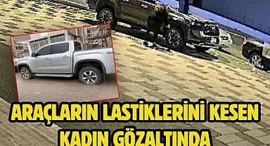 ARAÇLARIN LASTİKLERİNİ KESEN KADIN GÖZALTINDA
