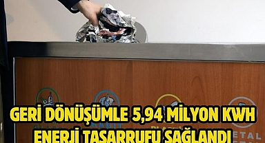 Geri Dönüşümle 5,94 Milyon kWh Enerji Tasarrufu Sağlandı