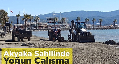 Akyaka Sahilinde Yoğun Çalışma