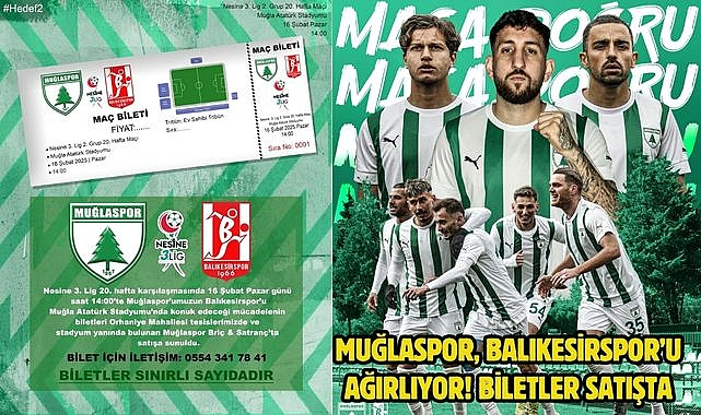 Muğlaspor, Balıkesirspor’u Ağırlıyor! Biletler Satışta