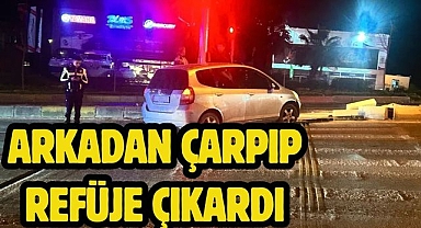 Arkadan Çarpıp Refüje Çıkardı