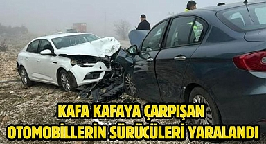 Kafa Kafaya Çarpışan Otomobillerin Sürücüleri Yaralandı