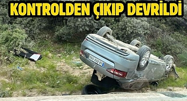 Kontrolden çıkıp devrildi