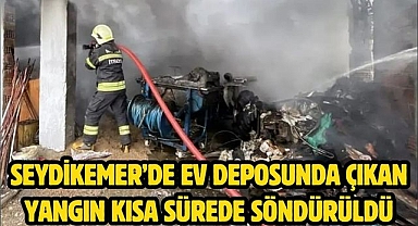 Seydikemer’de ev deposunda çıkan yangın kısa sürede söndürüldü
