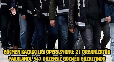 Göçmen KaçakçılığıOperasyonu: 21 Organizatör Yakalandı, 547 Düzensiz Göçmen Gözaltında