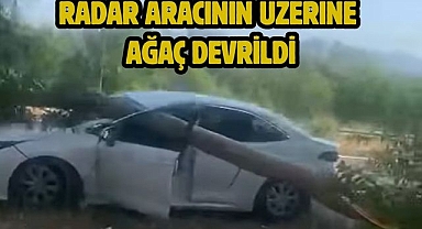 Radar Aracının Üzerine Ağaç Devrildi