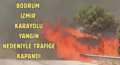 BODRUM İZMİR KARAYOLU YANGIN NEDENİYLE TRAFİĞE KAPANDI