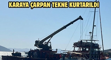 KARAYA ÇARPAN TEKNE KURTARILDI