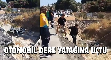 Otomobil Dere Yatağına Uçtu