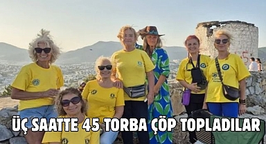 Üç Saatte 45 Torba Çöp Topladılar