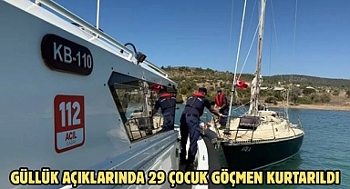Güllük Açıklarında 29 Çocuk Göçmen Kurtarıldı