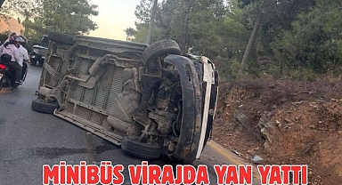 Minibüs Virajda Yan Yattı