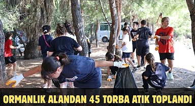 Ormanlık alandan 45 torba atık toplandı