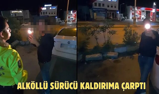 ALKÖLLÜ SÜRÜCÜ KALDIRIMA ÇARPTI
