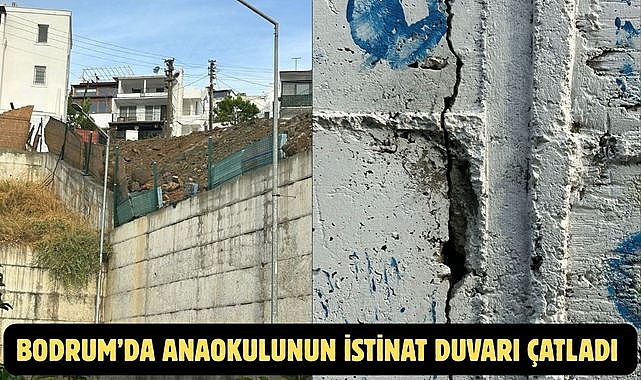 Bodrum’da Anaokulunun İstinat Duvarı Çatladı